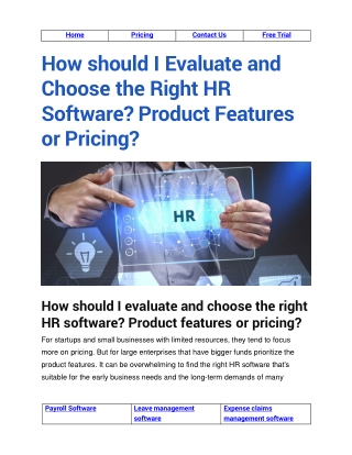 How should I assess and select the best HR software product features or pricing