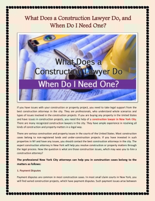 What Does a Construction Lawyer Do