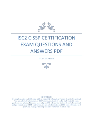 ISC2 CISSP Certification Exam Questions and Answers PDF