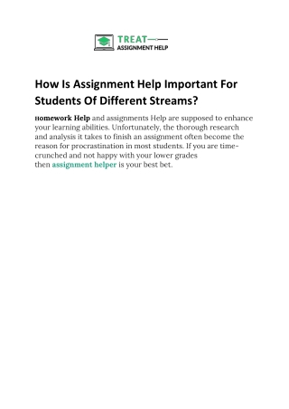 How Is Assignment Help Important For Students Of Different Streams
