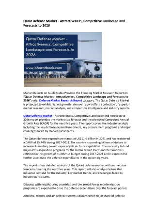 Qatar Defense Market Opportunity and Forecast (2021-2026)