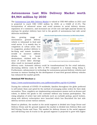 Autonomous Last Mile Delivery Market worth $4,964 million by 2030