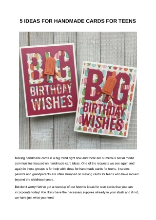 5 ideas for Handmade Cards for Teens