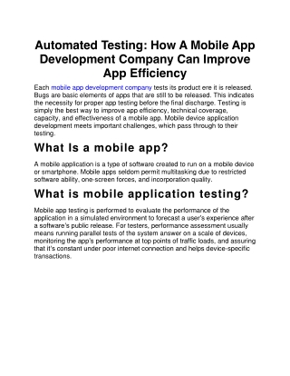 Automated Testing