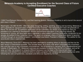 Metanoia Academy is Accepting Enrollment for the Second Class of Future Certifie