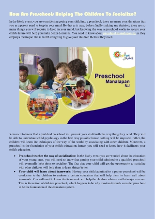 How Are Preschools Helping The Children To Socialize