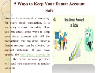 5 Ways to Keep Your Demat Account Safe