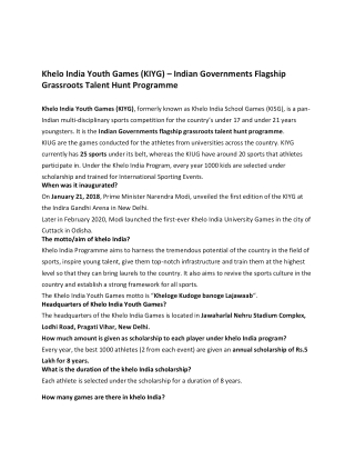 Khelo India Youth Games (KIYG) – Indian Governments Flagship Grassroots Talent Hunt Program blog by IISM