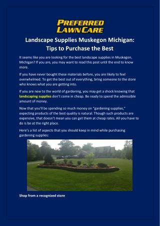 Landscape Supplies Muskegon Michigan- Tips to Purchase the Best