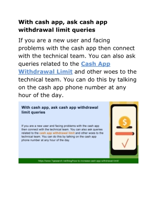With cash app, ask cash app withdrawal limit queries