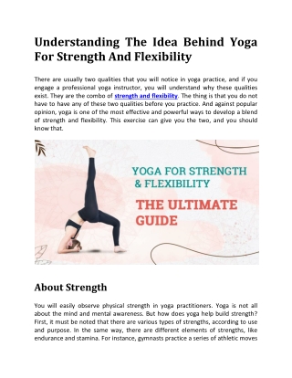 Understanding The Idea Behind Yoga For Strength And Flexibility