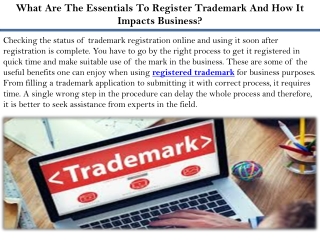 What Are The Essentials To Register Trademark And How It Impacts Business?