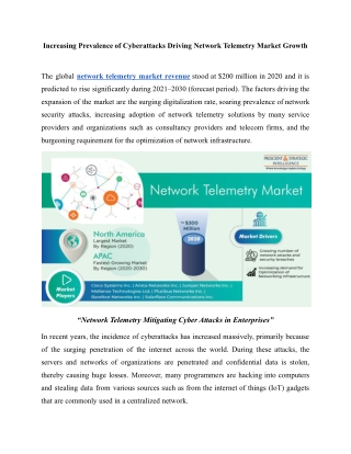 Network Telemetry Market Future Trends, Prominent Players, and Forecast, 2030