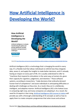 How Artificial Intelligence is Developing the World