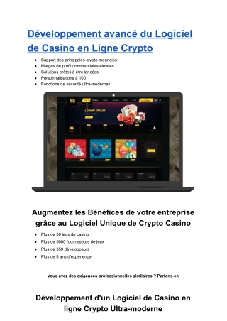 Développement de logiciels de casino en ligne Crypto