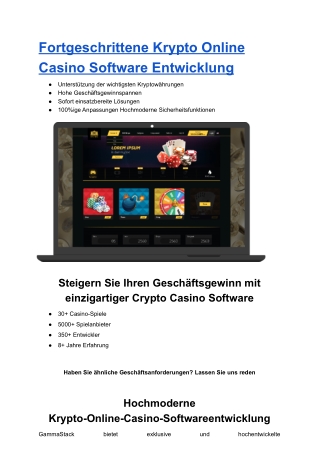 Entwicklung von Crypto Online Casino Software