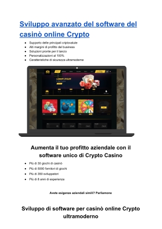 Sviluppo di software per casinò online crittografici