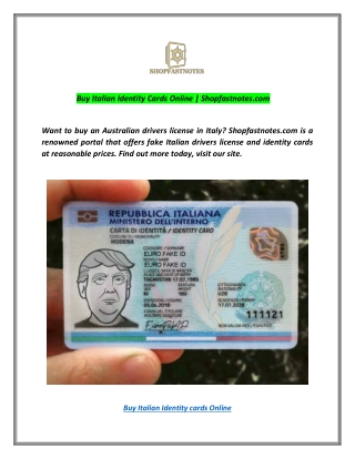 Buy Italian Identity Cards Online | Shopfastnotes.com