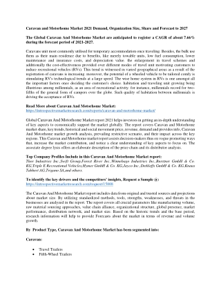 Caravan and Motorhome Market 2021