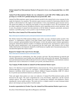 Global Animal Feed Micronutrient Market