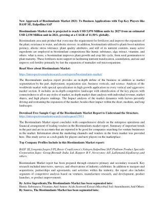 New Approach of Biostimulants Market 2021