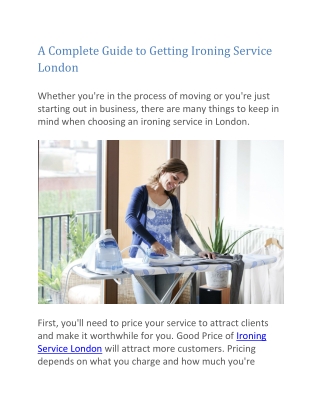 A Complete Guide to Getting Ironing Service London