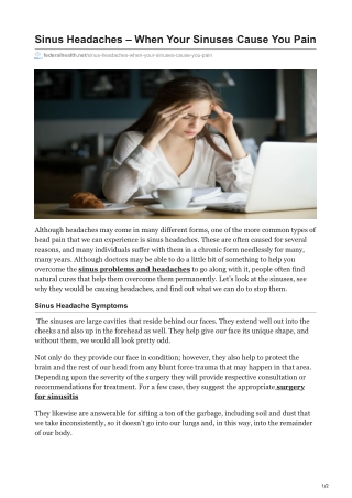 Sinus Headaches - Causes & Treatment