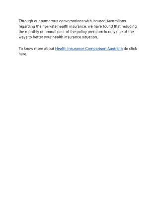 Health Insurance Comparison Australia