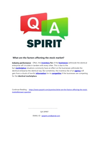 What are the factors affecting the stock market?