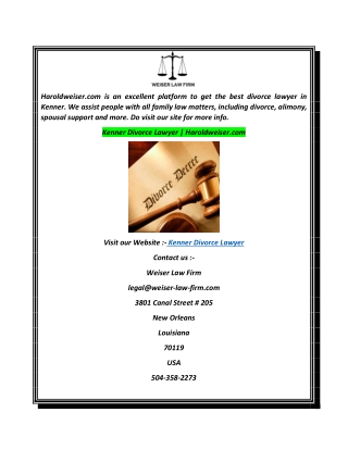 Kenner Divorce Lawyer  Haroldweiser.com