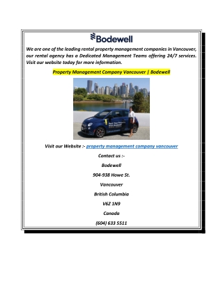 Property Management Company Vancouver  Bodewell