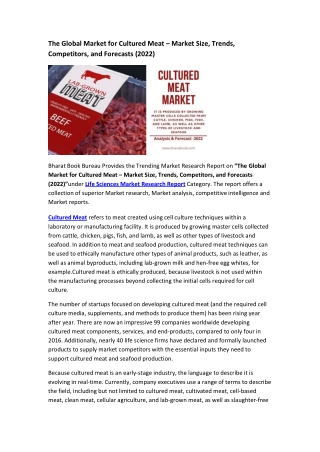 Global Cultured Meat Market Research Report 2022-2032