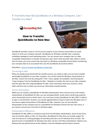 How to Transfer QuickBooks to New Mac