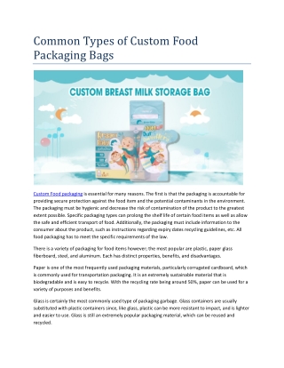 Common Types of Custom Food Packaging Bags