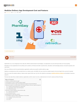 Medicine Delivery App Development Cost and Feature