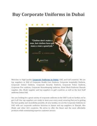 Buy Corporate Uniforms in Dubai