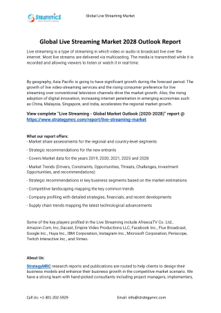 2021 Live Streaming Industry Global Analysis Report