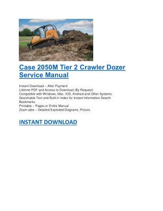 Case 2050M Tier 2 Crawler Dozer Service Manual