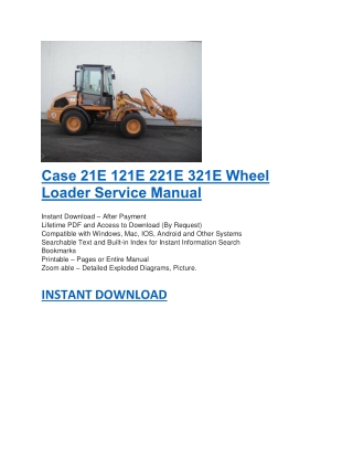 Case 21E 121E 221E 321E Wheel Loader Service Manual