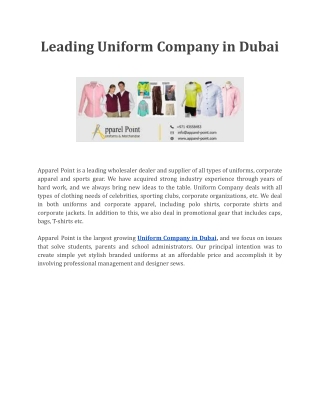 Leading Uniform Company in Dubai