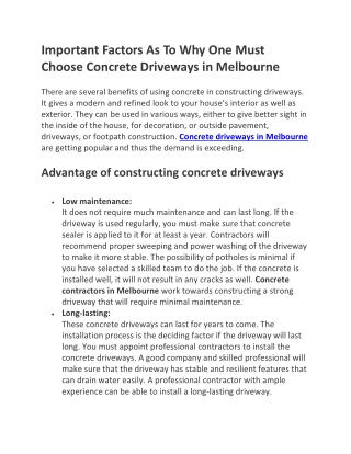 Concrete driveways in Melbourne