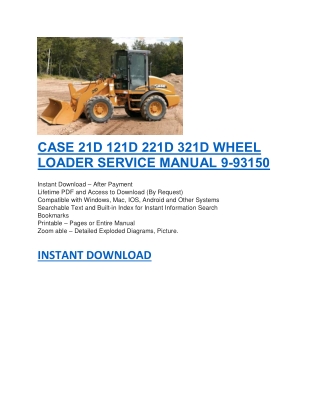 CASE 21D 121D 221D 321D WHEEL LOADER SERVICE MANUAL 9-93150
