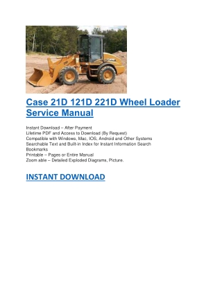 Case 21D 121D 221D Wheel Loader Service Manual