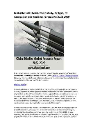 Global Missiles Market Research Report 2022-2029