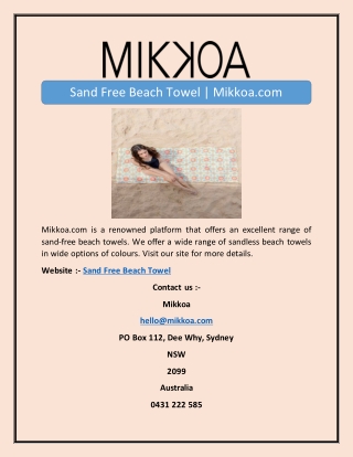 Sand Free Beach Towel | Mikkoa.com