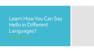 Learn How You Can Say Hello in Different language