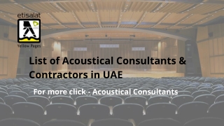 List of Acoustical Consultants & Contractors in UAE