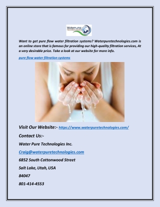 Pure Flow Water Filtration Systems |Waterpuretechnologies.com