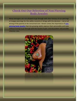 Check Out Our Selection of Non piercing Body Jewelry