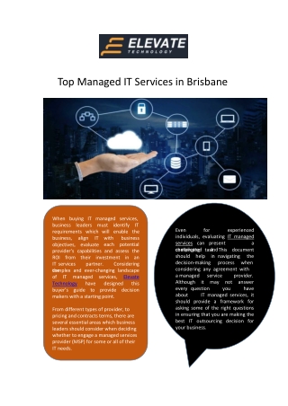 Top Managed IT Services in Brisbane - Elevate Technology